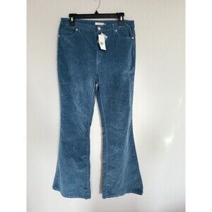 Lush Blue Corduroy Velvet Classic Flare Denim Jean Pants Size Size large